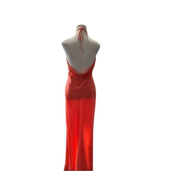 Alice + Olivia Women's Zuni Halter Maxi Dress Size 6 Coral Sunset Homecoming - Picture 7 of 13